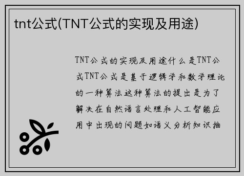 tnt公式(TNT公式的实现及用途)